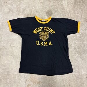 Vtg 70's Champion Blue Bar Ringer WEST POINT Military Academy USMA SPELLOUT XL